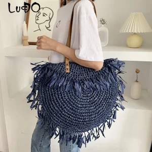 shoulder bags for women 2025 female ins summer big capacity paper bag handmade woven beach bag bohemia bali handbag