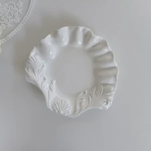 ceramic dessert plate fruit plate shell relief underglaze jewelry dish, decorative tray for rings earrings necklaces bracelet