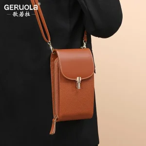 mini phone bags soft genuine leather crossbody shoulder bags with 8 card slots zipper women long wallet coin purse card holders