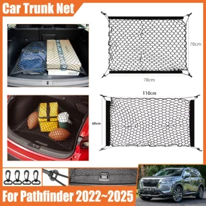 Home for nissan pathfinder r53 2022~2025 car trunk network mesh luggage fixed hook elastic storage cargo net organize car accessories
