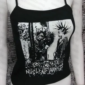 aesthetic letter print grunge crop top y2k clothes vintage camisole top punk women's corset tank top gothic emo girl