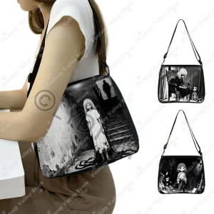 cartoon horror manga girl graphic print women handbag crying girl skull skeleton crossbody bag for travel tote bag phone holder